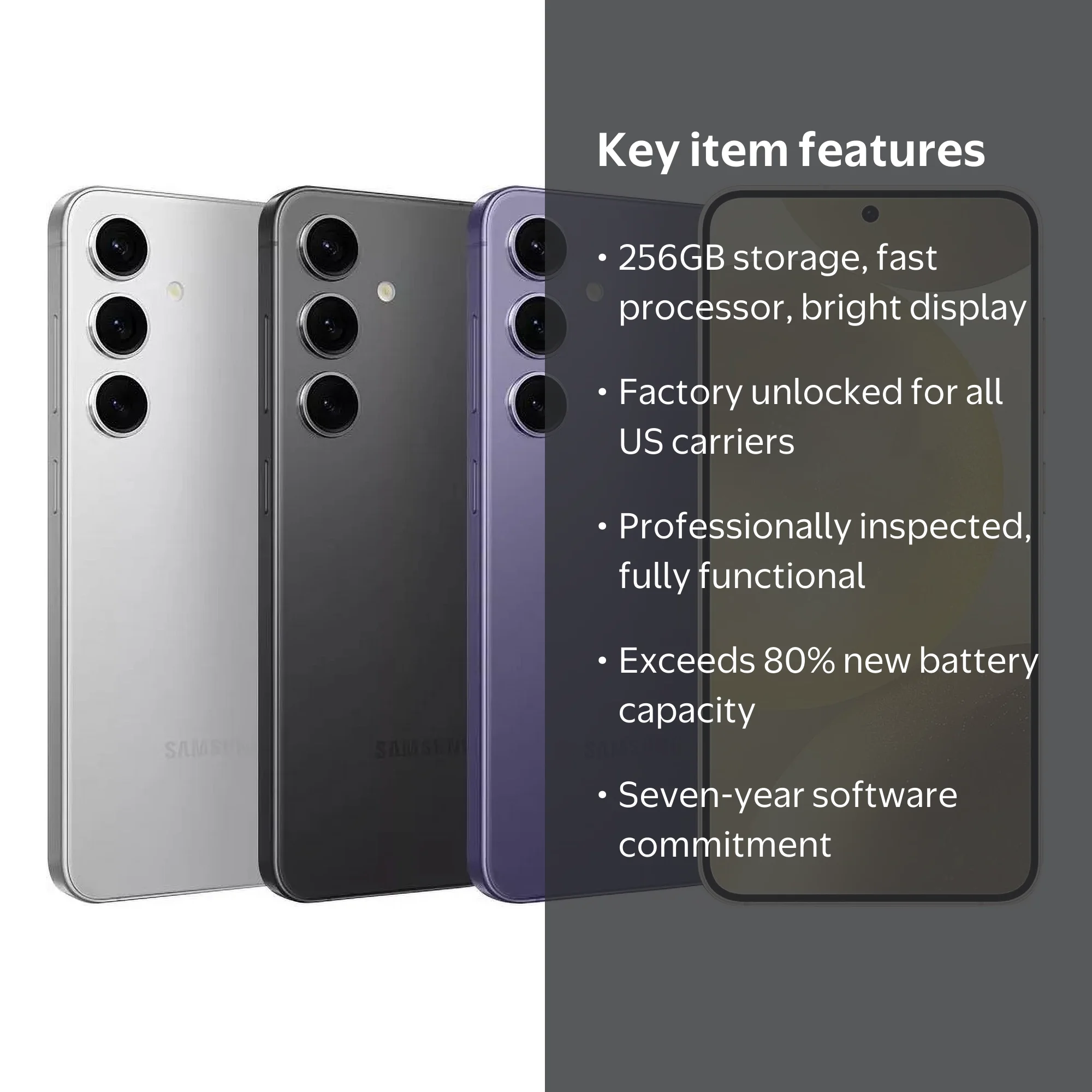 Samsung Galaxy S24 5G SM-S921U 256GB Marble Gray, Unlocked