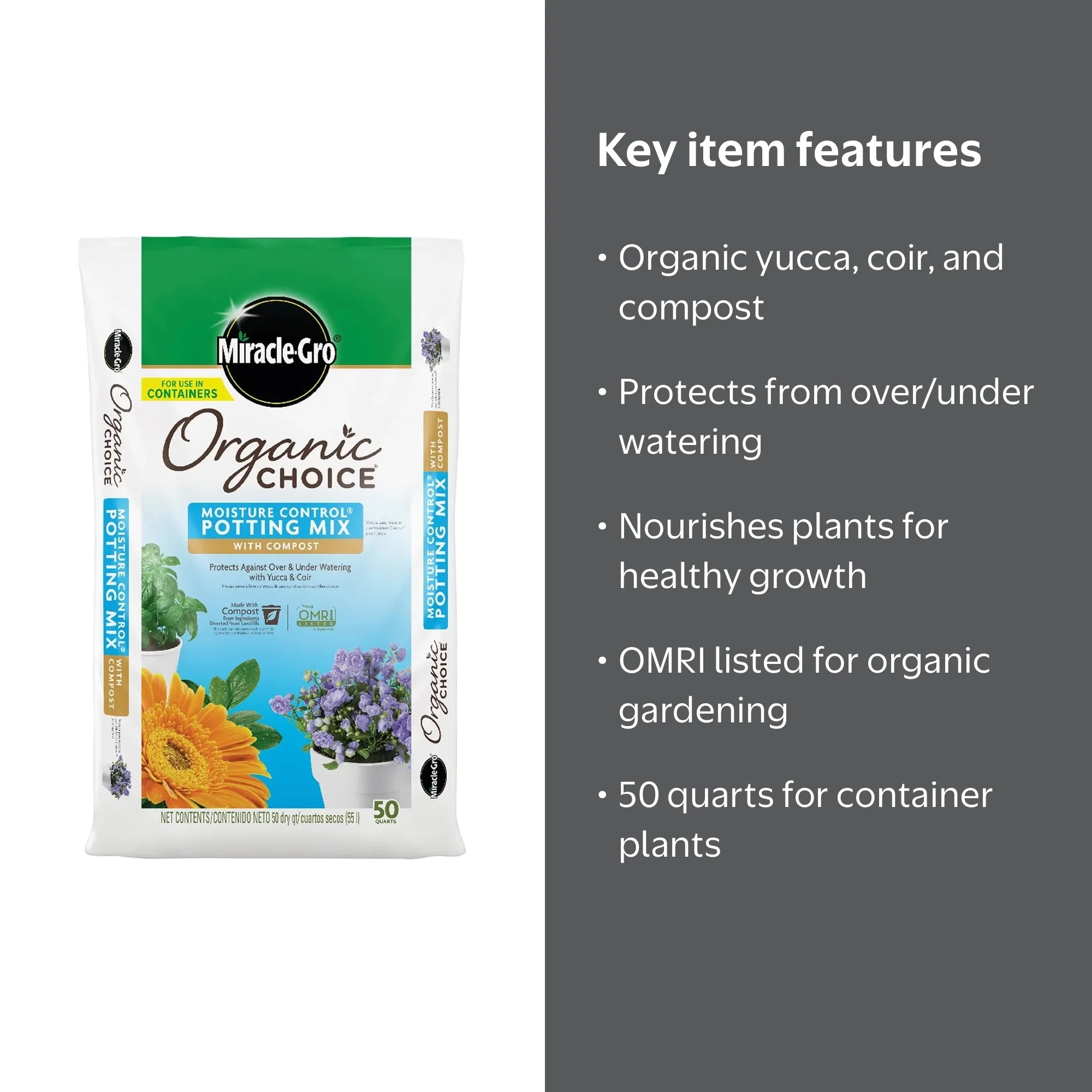Miracle-Gro Potting Mix with Compost, 50 Quart, Yucca and Coir for  Containers - Walmart.com