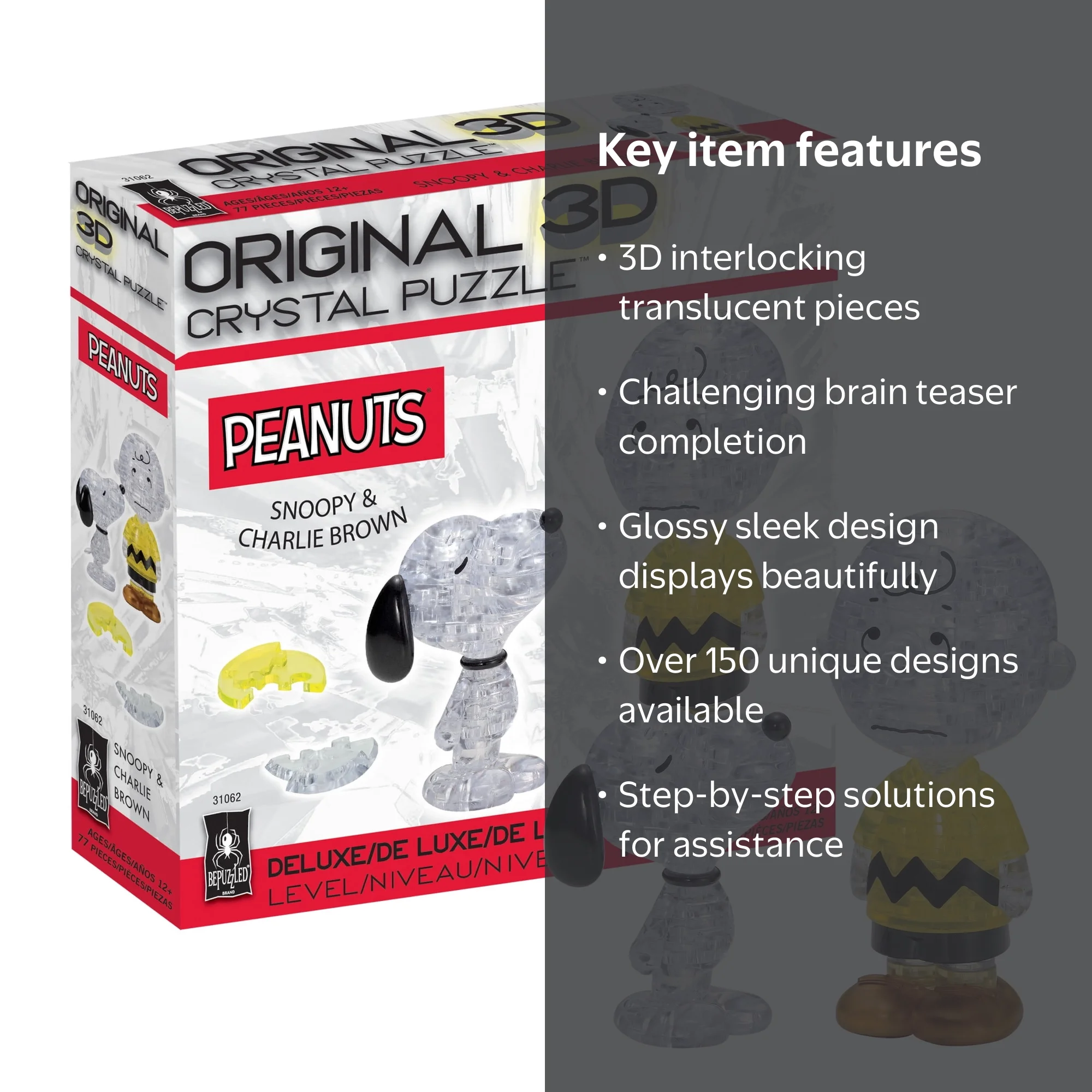 Snoopy and Charlie Brown Original 3D Crystal Puzzles by BePuzzled