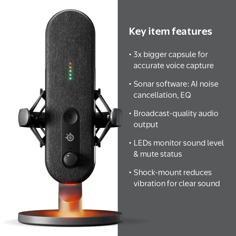 SteelSeries Alias USB Gaming Microphone for PC with RGB LED