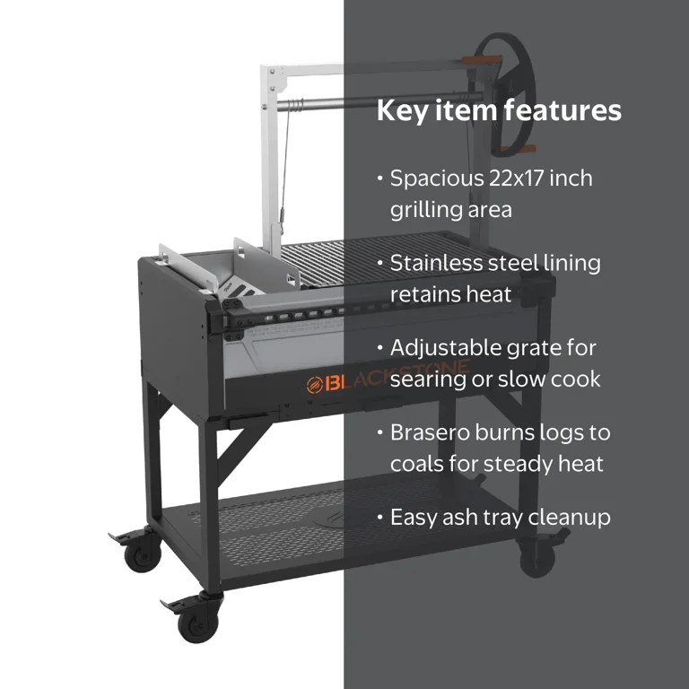 Decameron M.P.I. ブラックメタル black l Bronco Open Flame Grill with Cover & Coal Rake for Outdoors