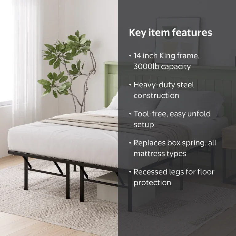 Zinus 14 Inch Metal SmartBase Heavy-Duty Mattress Frame, King with