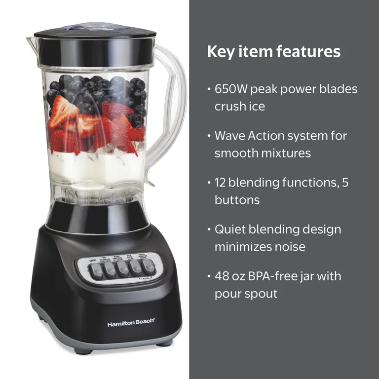 Hamilton Beach, Smoothie Blender, 48 oz Jar, Black - Walmart.com