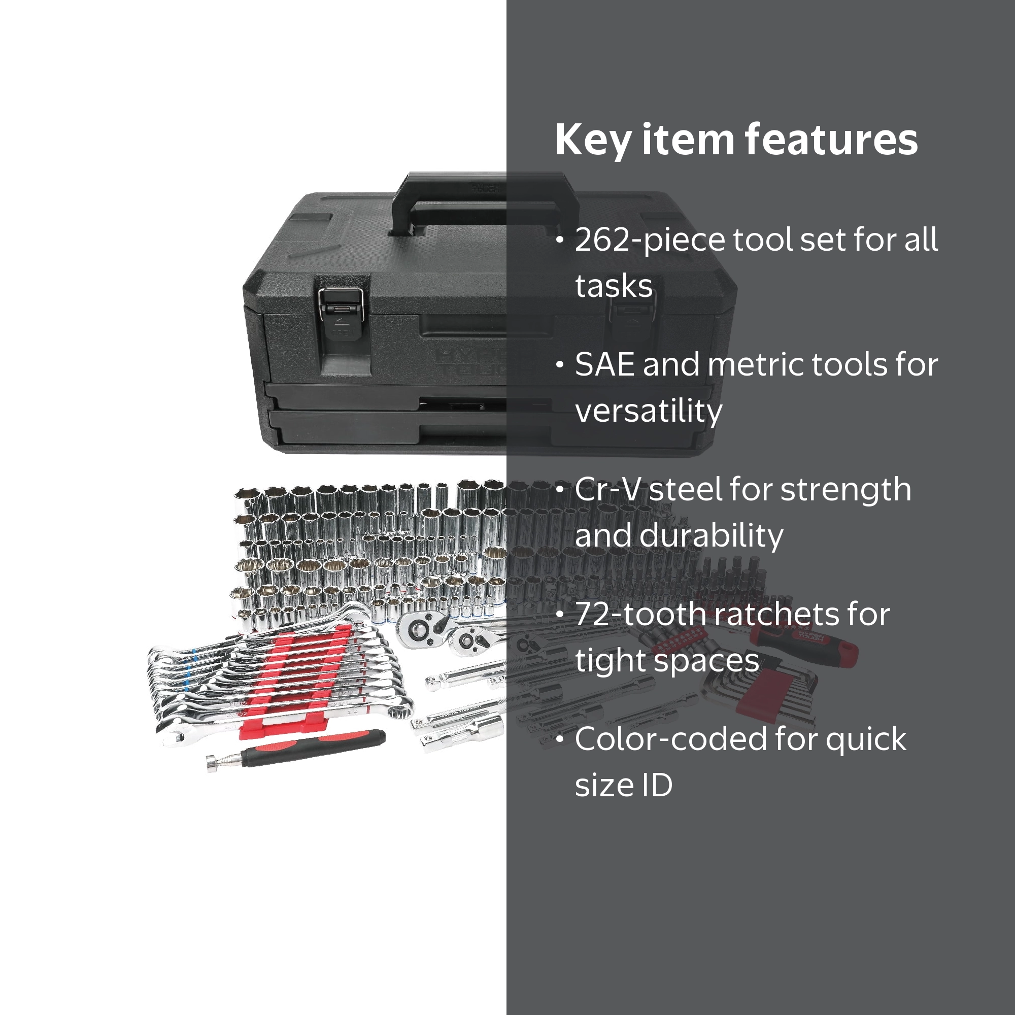 Hyper Tough 262-Piece Mechanics Tool Set (SAE and mm) - Walmart.com