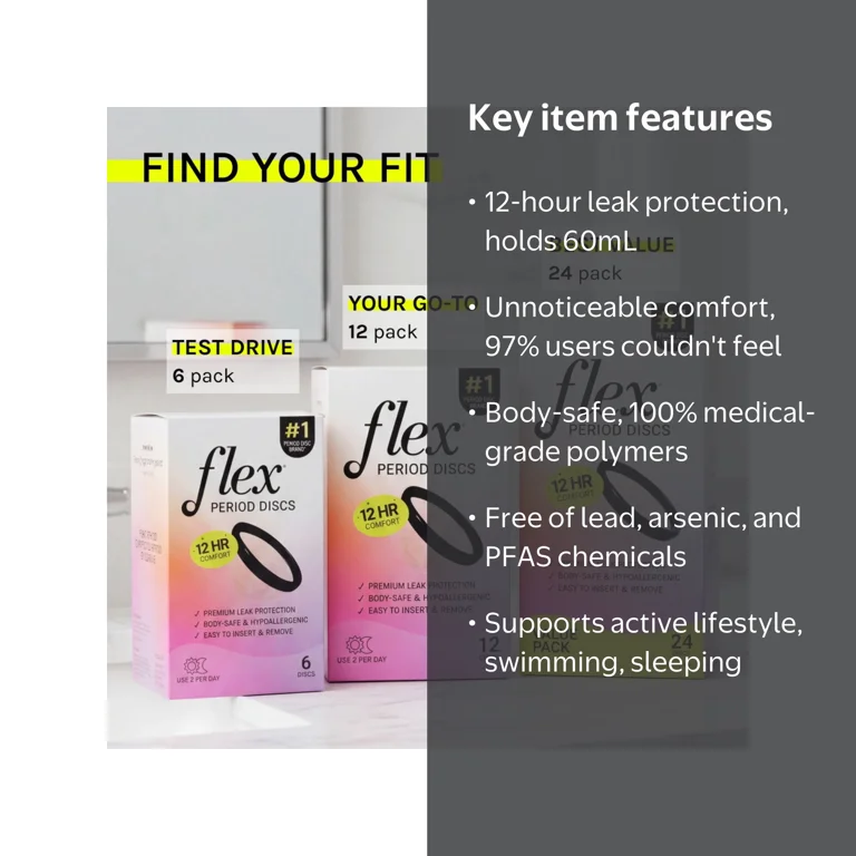 Flex, Period Discs, 12 ct, Body-Safe & Non-Toxic, 12-Hour Wear