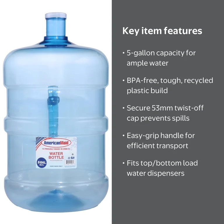5-GAL Trinkflasche Aus BPA-freiem Kunststoff – Für Top- & Bottom-Load Wasserspender, Blau, 19″