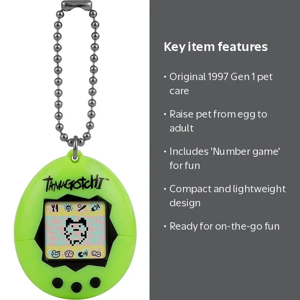 Tamagotchi Gen 1 Neon Green Virtual Pet Toy (Updated Logo