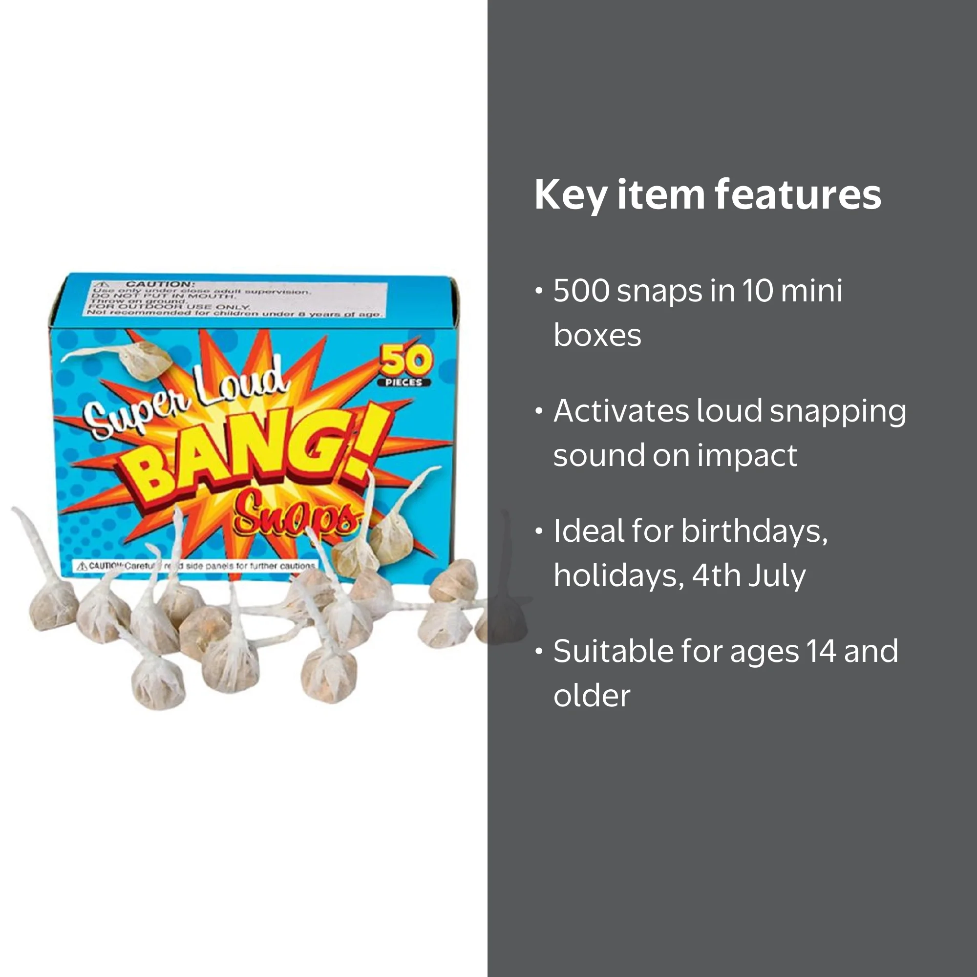 Nicky Bigs Novelties 500 Bang Party Snaps Mini Favors Holiday