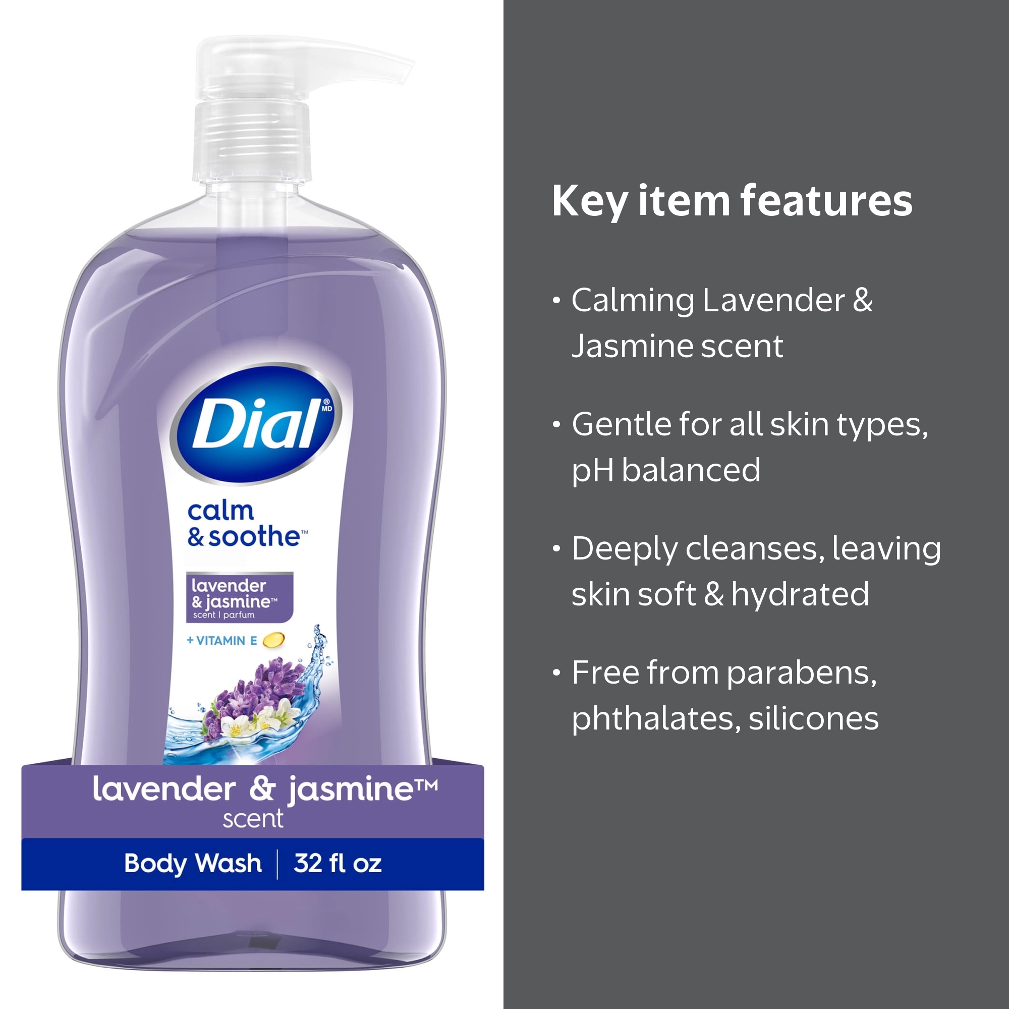Dial Calm & Soothe Body Wash, Lavender & Jasmine, 32 fl oz