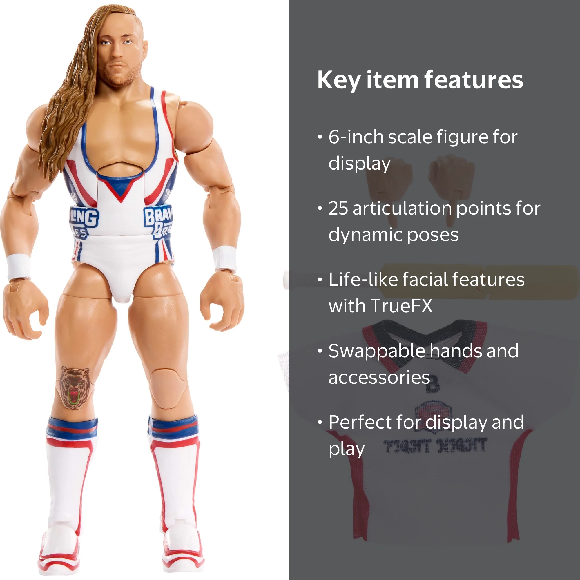 WWE Elite Butch Action Figure, 6-inch Collectible Superstar with