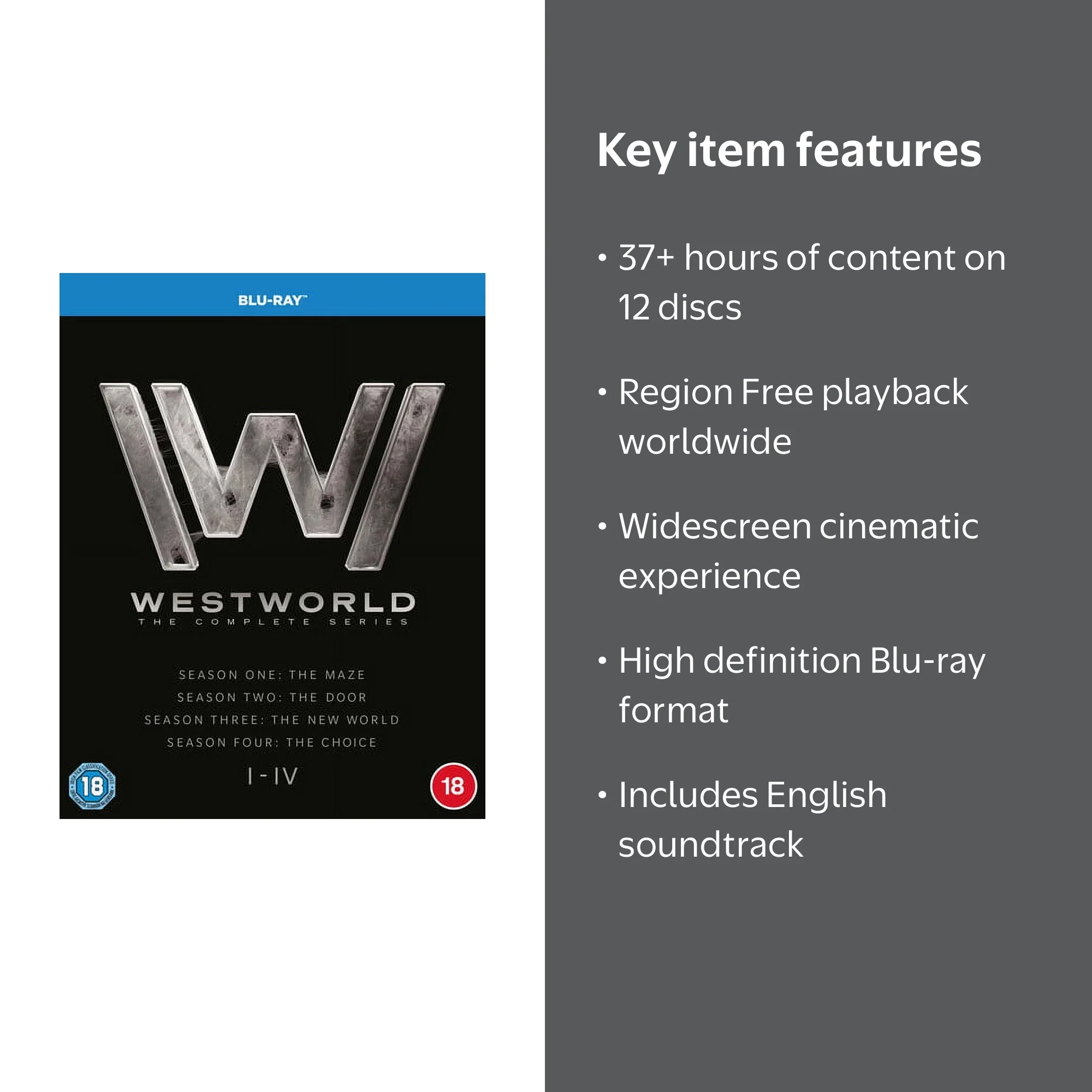 Warner Bros UK Westworld Complete Series Blu-ray, 36 Episodes, 12
