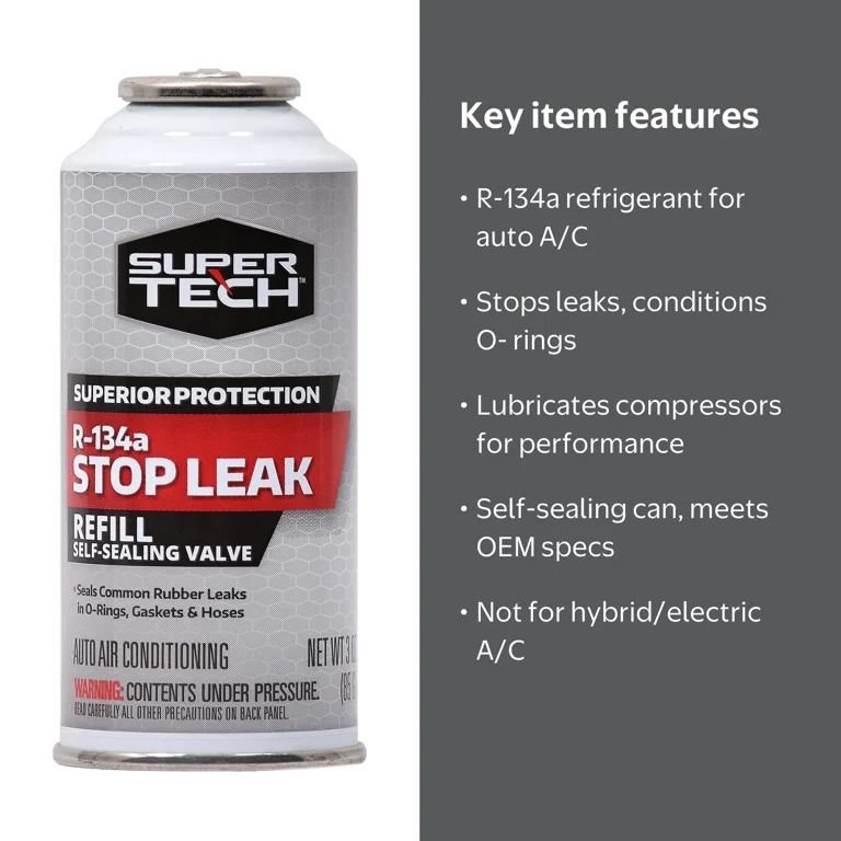 Super Tech Auto R-134a Refrigerant with Stop Leak, Self-sealing, 3