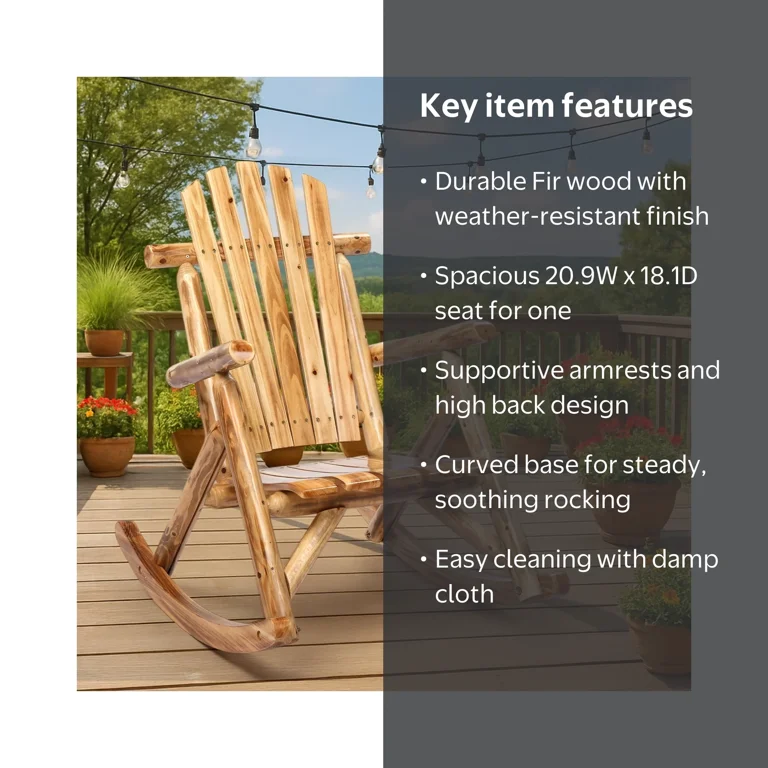 Zimtown 26 in Outdoor Wooden Rocking Chair Patio Adirondack Rocker