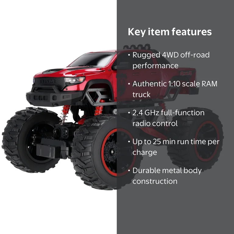 Adventure Force 1:10 Ram Truck Radio Controlled Vehicle, Red