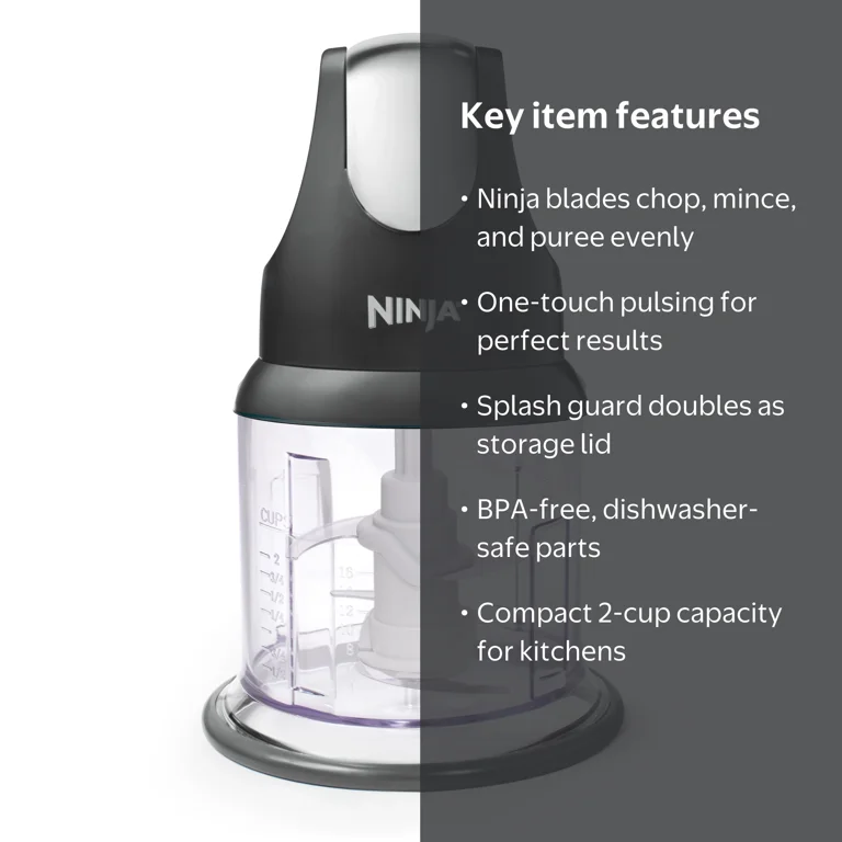 Ninja Express Chop Black Food Chopper Mince Puree for Vegetables