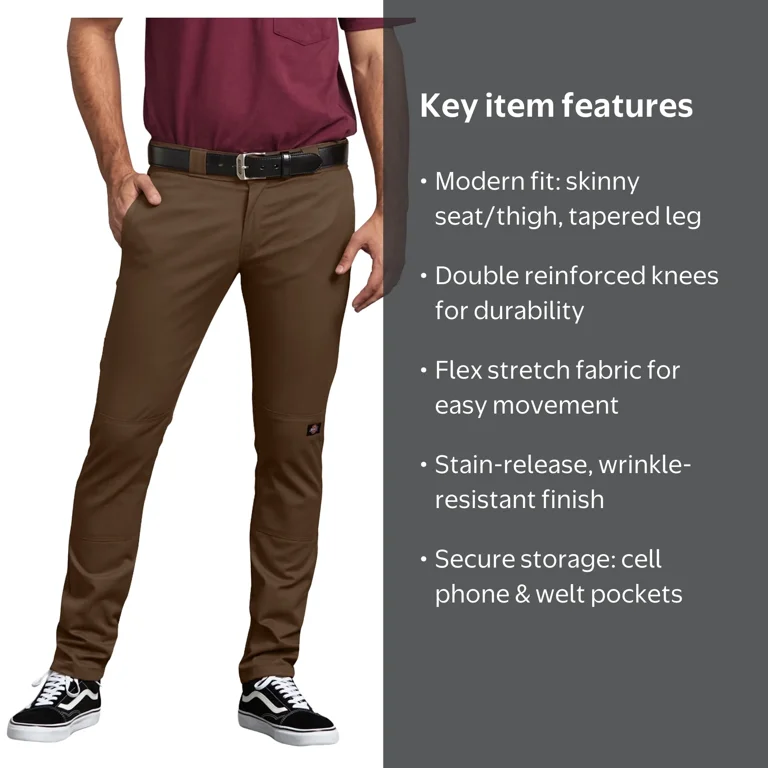 Dickies Men's Skinny Fit Double Knee Work Pants - Walmart.com