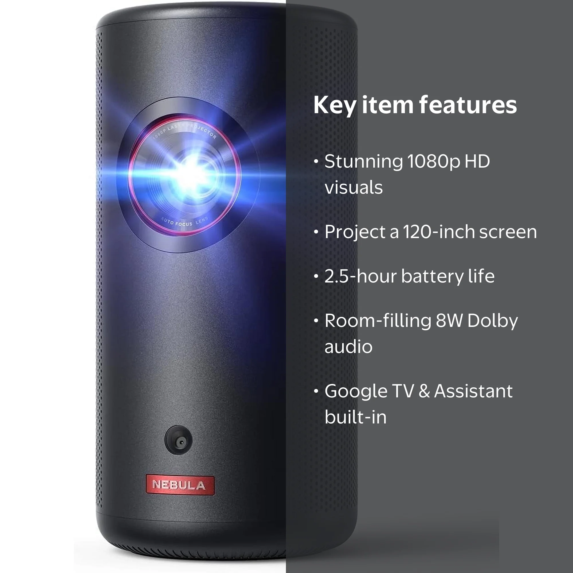 Nebula Capsule 3 Laser Mini Projector with WiFi, 1080p HD, Full HD