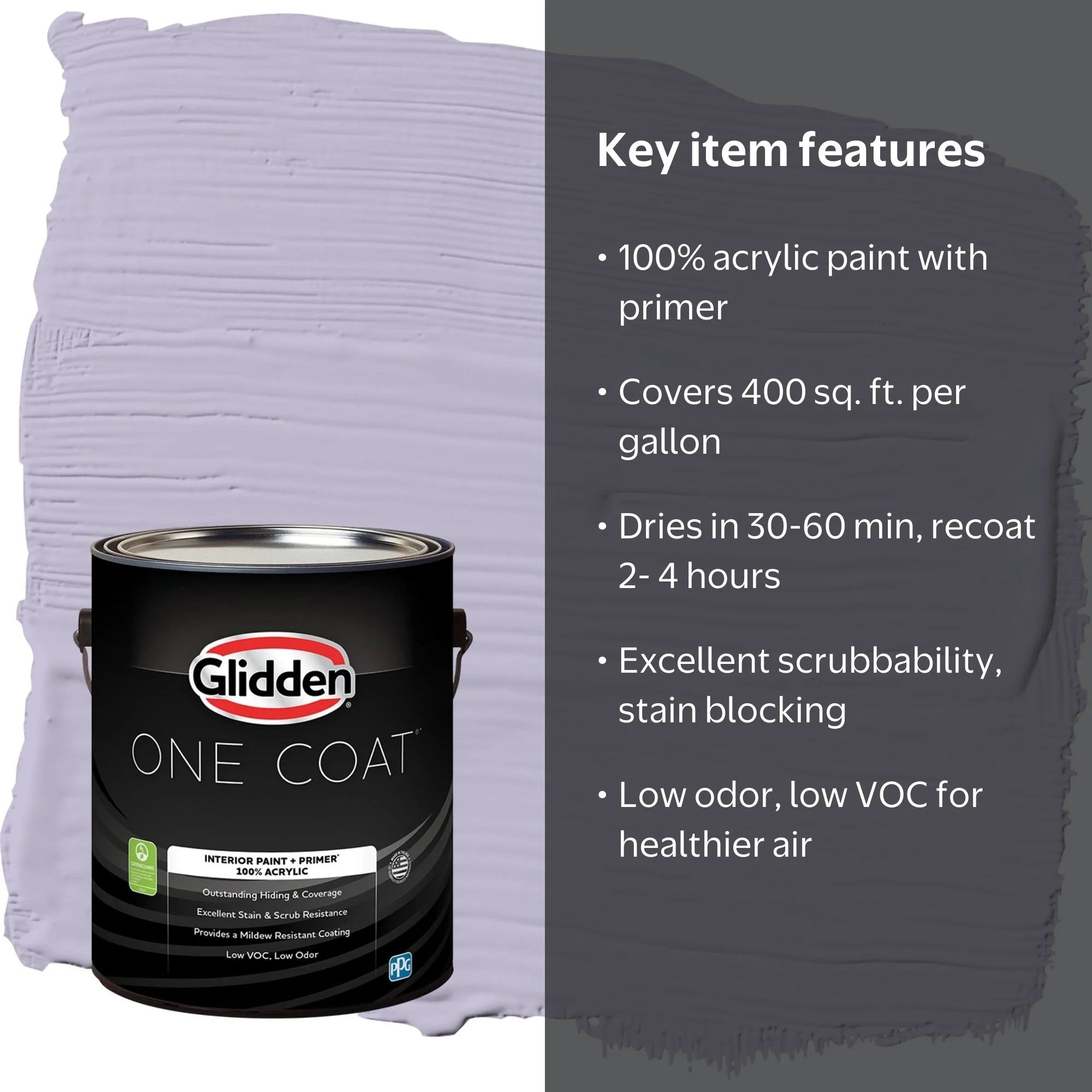 Glidden One Coat Wild Lilac / Purple Semi-Gloss Interior Paint