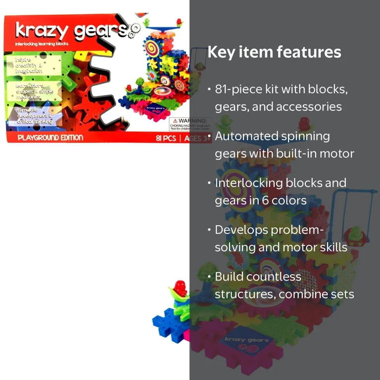 CRAZY GUGU バスシュリンク 非売品ノートセット Krazy Gears Interlocking Learning Blocks with Motorized Spinning