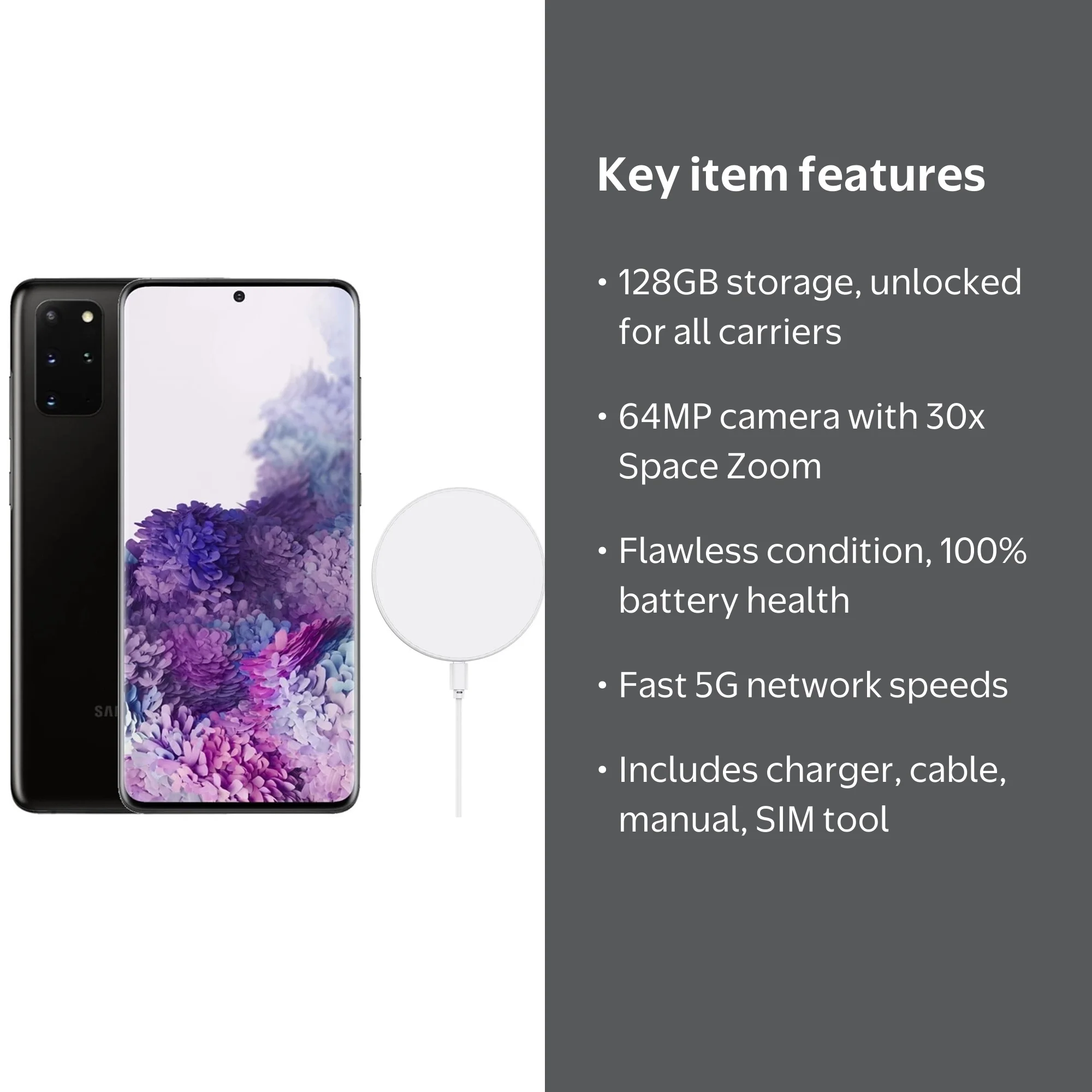 Open Box Fully Unlocked Samsung Galaxy S20+ Plus 5G 128GB SM-G986U