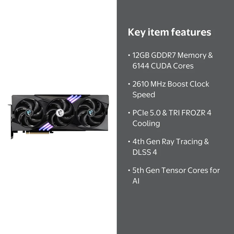 MSI RTX 5070 12G GAMING TRIO OC, 12GB GDDR7, PCIe 5.0 - Walmart.com