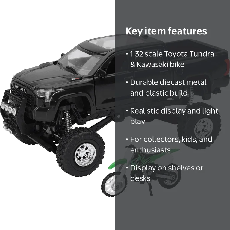 NewRay Toyota Tundra Off-Road Pickup Truck with Kawasaki Dirt Bike