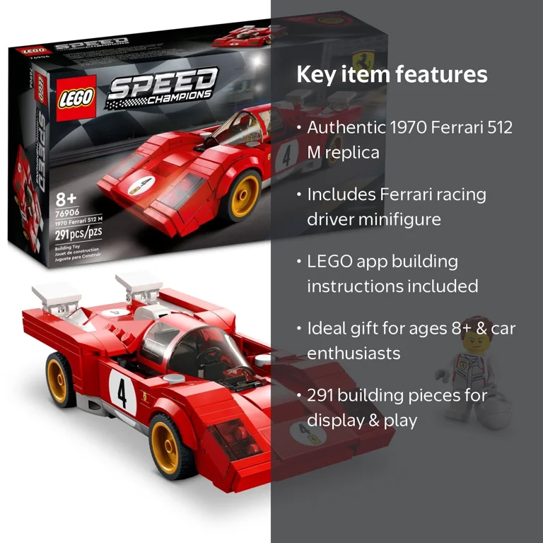 LEGO Speed Champions 1970 Ferrari 512 M Race Car Toy, Model