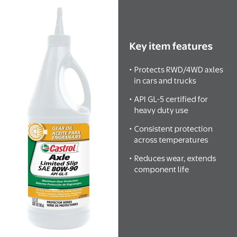 Castrol Axle Limited Slip 80W-90 Gear Oil, 1 Quart - Walmart.com