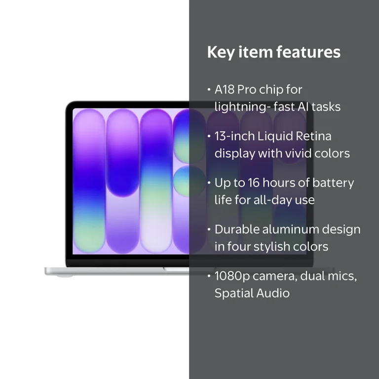 Apple MacBook Neo 13-inch Apple A18 Pro chip with 6‑core CPU and 5