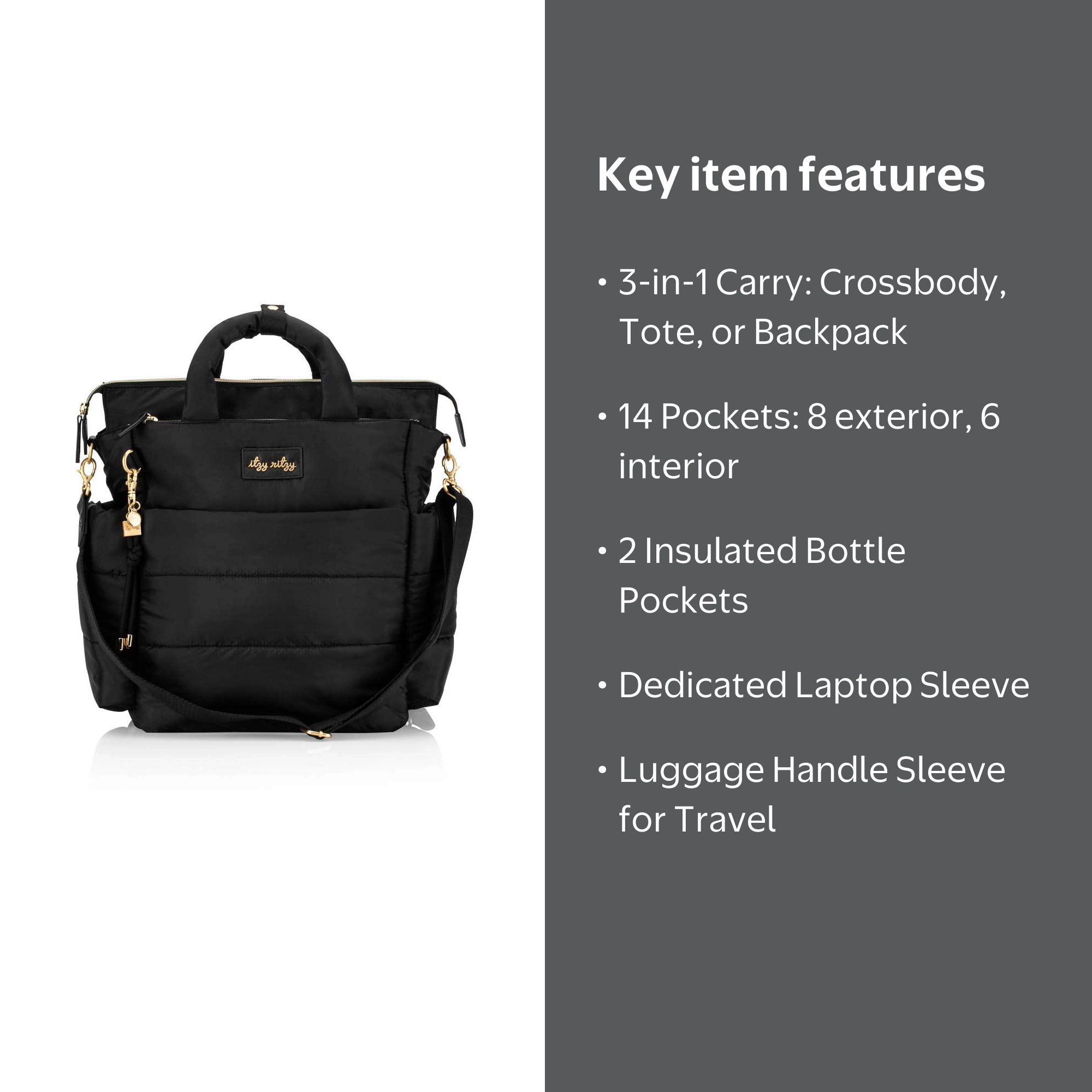 Itzy Ritzy Dream Convertible Diaper Bag‚Ñ¢ Midnight Puffer Style