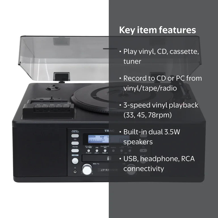 Teac LP-R550USB CD/Recorder/Cassette/USB/Tuner Turntable System w