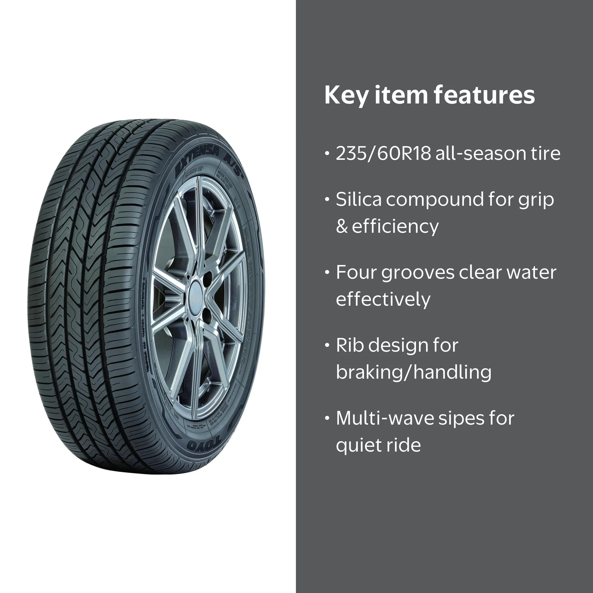 Toyo Extensa A/S II Tire 235/60R18 103H BSW, Fits '17-'22 Honda CR