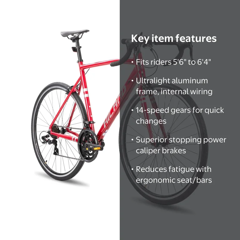 HILAND, Aluminum Road Bike, 53/57cm Frame, Shimano 14 Speeds