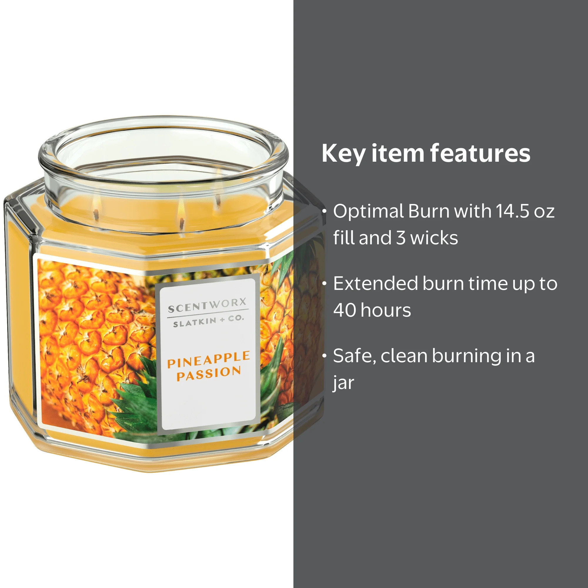 Scentworx 14.5 oz Pineapple Passion 3-Wick Jar Candle by Slatkin