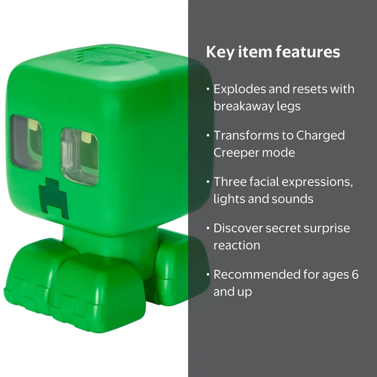 Minecraft My Pet Creeper Interactive Toy Action Figure with Lights