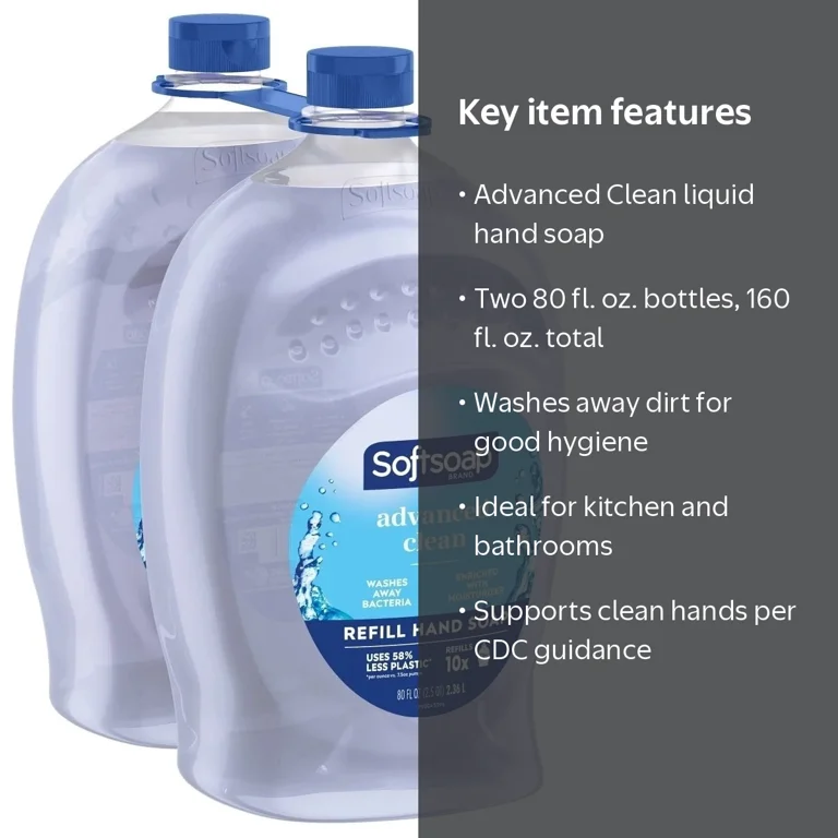 Softsoap, Hand Soap, 80 oz, Advanced Clean Liquid, 2-pack