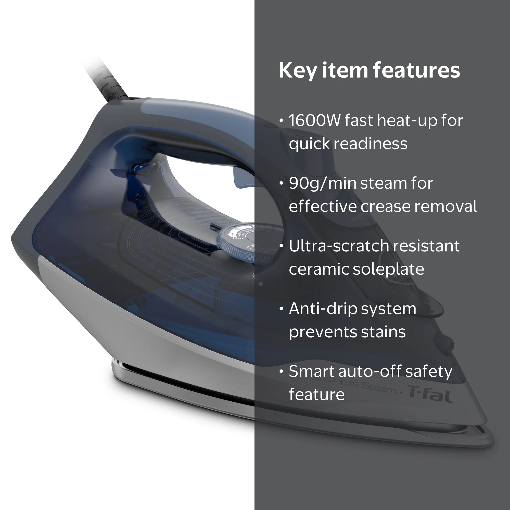 T-fal Non-Stick Electric Express Steam+ Iron with Durilium