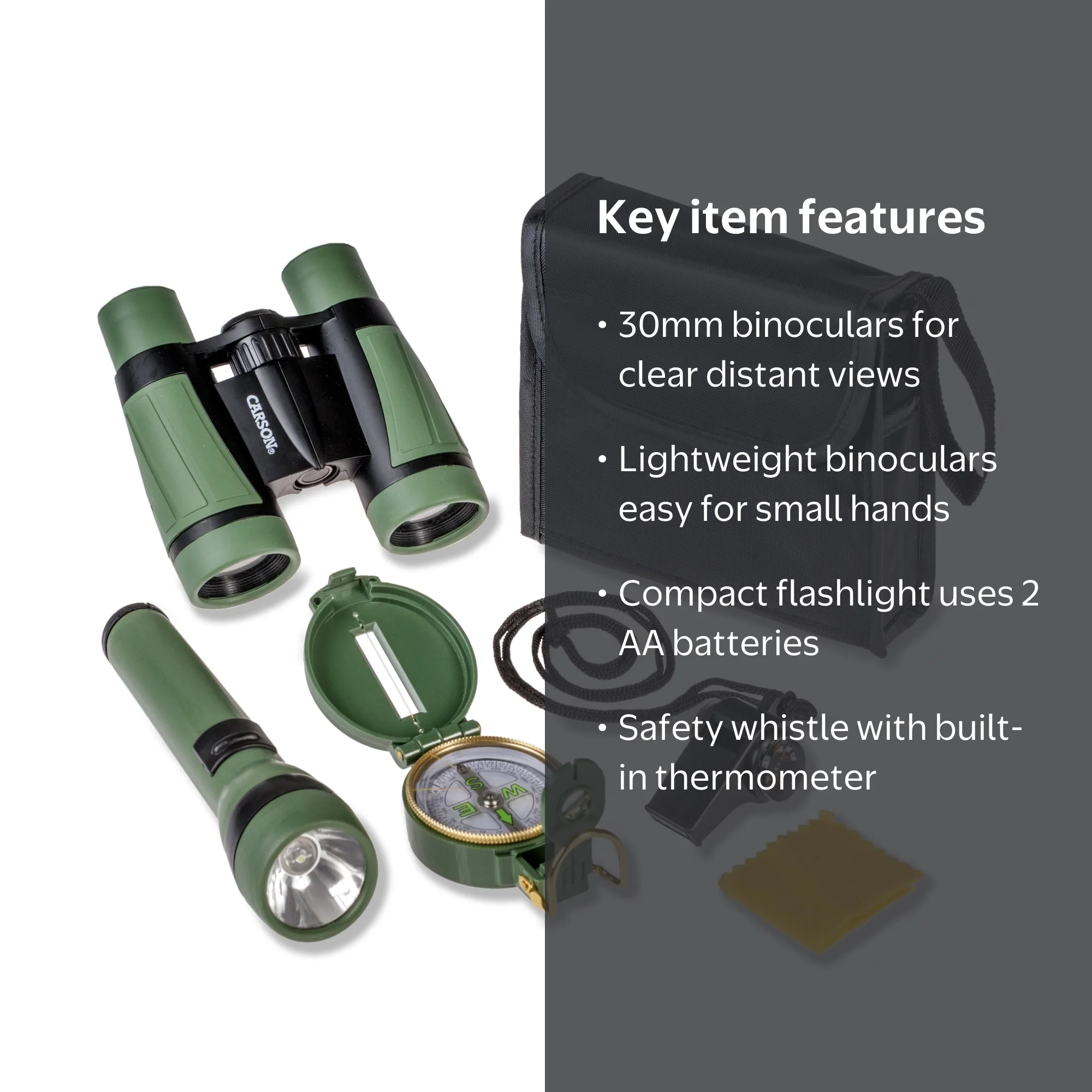 Carson AdventurePak Kids Binoculars, Compass, Flashlight
