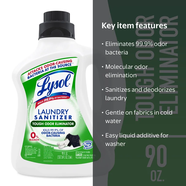 Lysol, Laundry Sanitizer, 90 oz, Odor Eliminator for Activewear