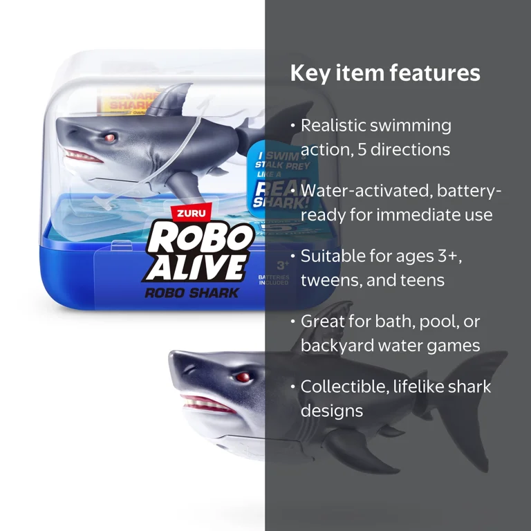 Robo Alive Water Activated Black Shark by ZURU - Robotic Swimming