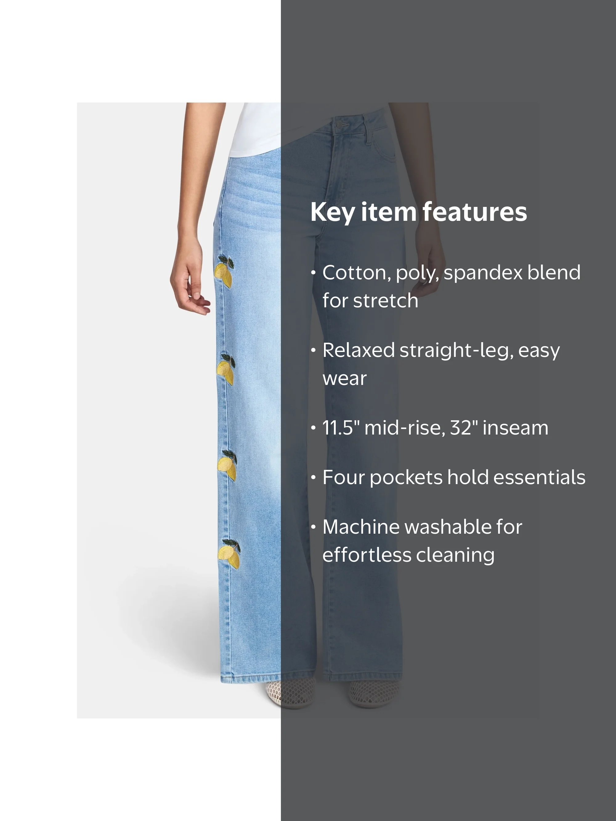 Madden NYC Women's Lemon Embroidery Ultra 90s Jeans, 32