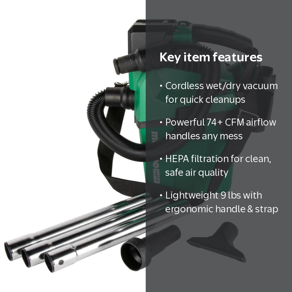 Metabo HPT 18V Wet Dry Shop Vacuum, Tool Only, RP18DAQ4 - Walmart.com