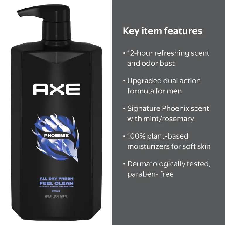 Axe Body Wash 12h Refreshing Scent Phoenix Crushed Mint & Rosemary
