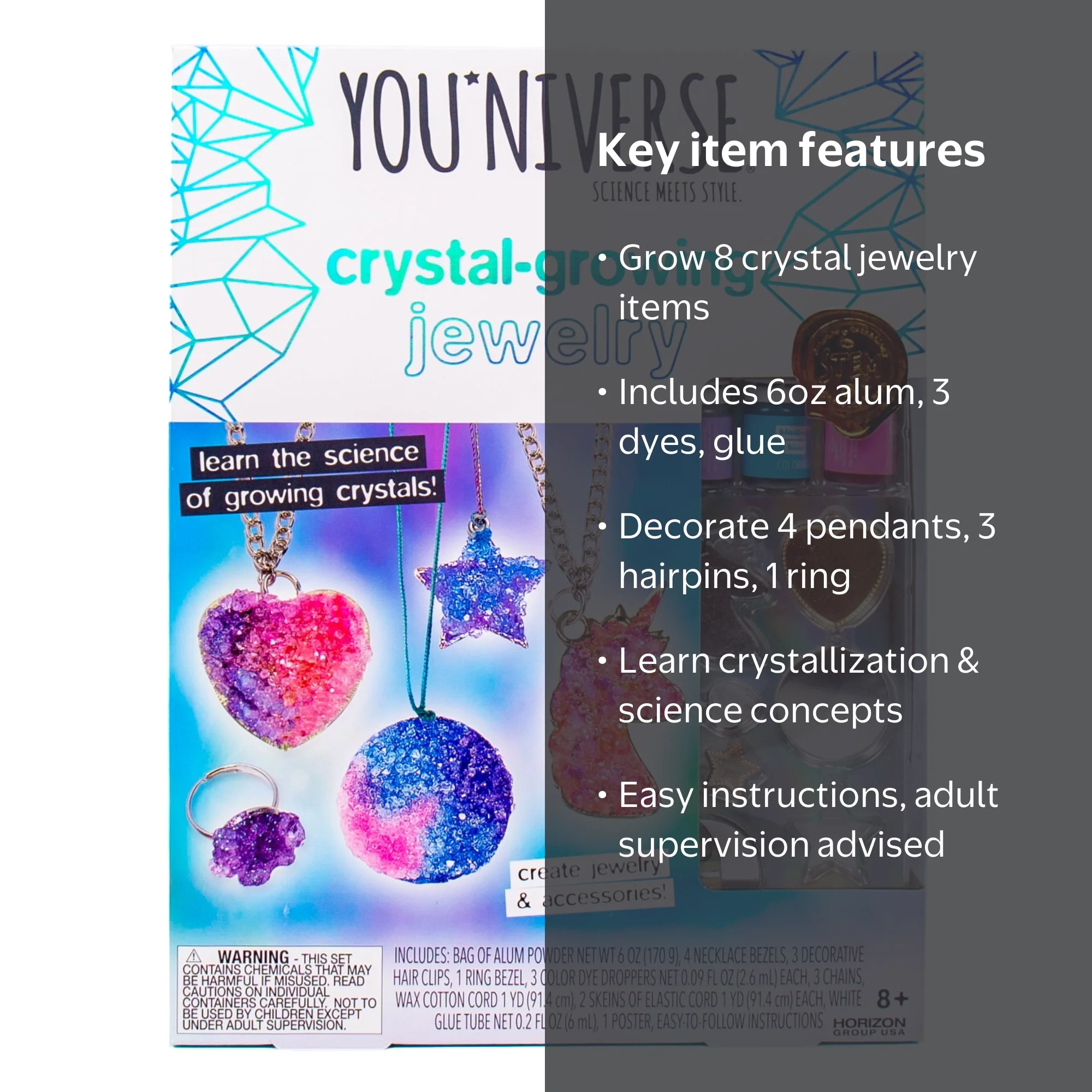 YOUniverse Multi-Color Crystal-Growing Jewelry Stem Activity Kit