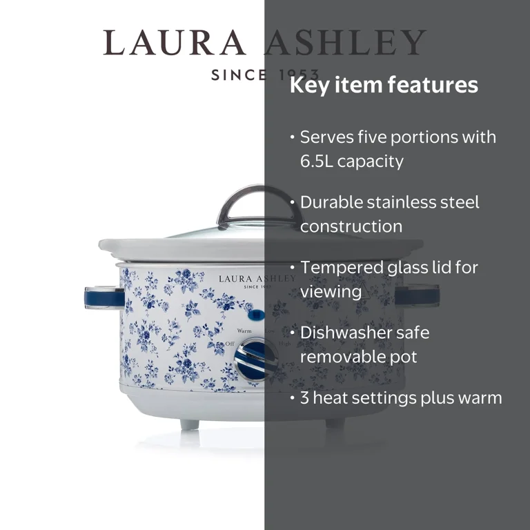 VQ Laura Ashley Slow Cooker 6.5L, China Rose - Walmart.com