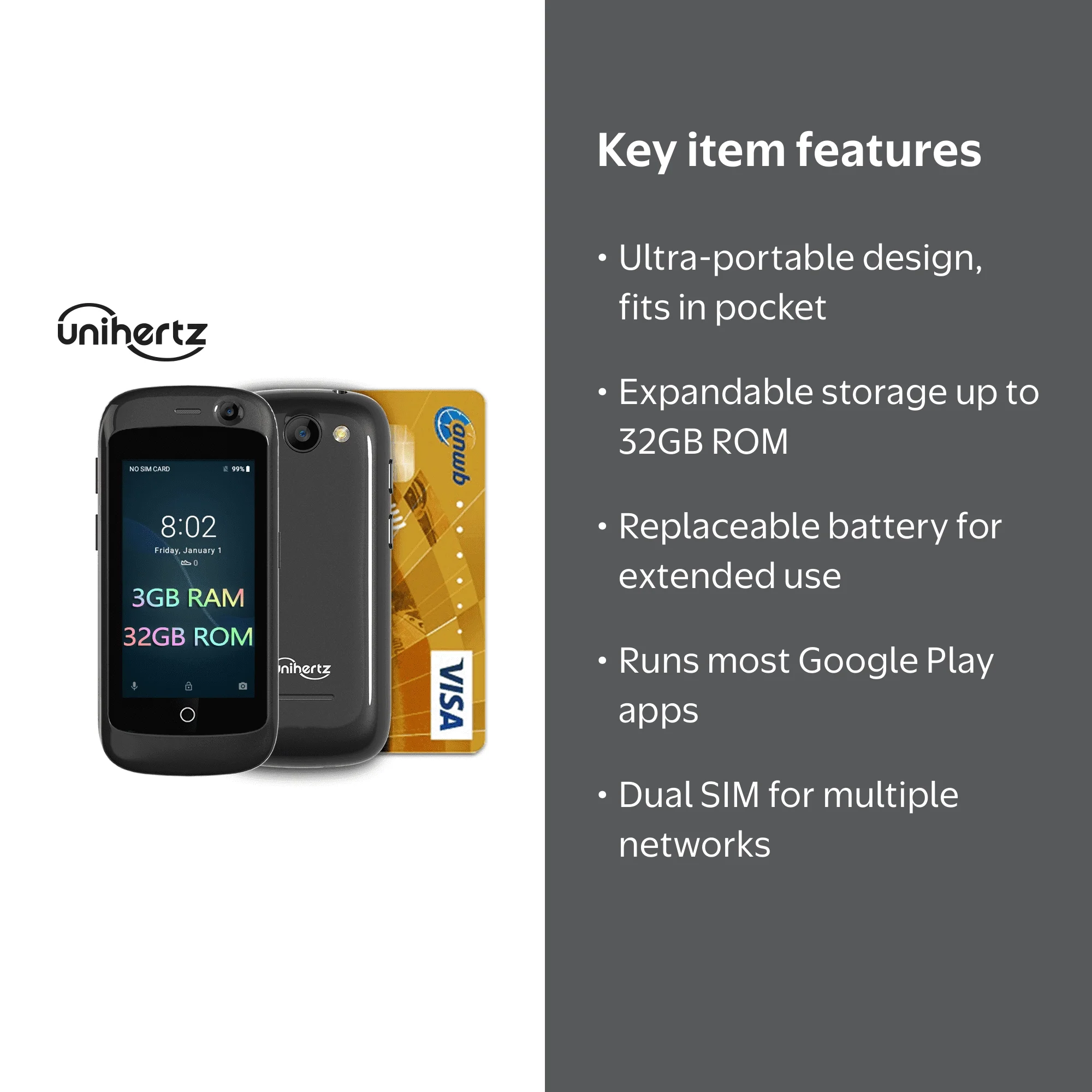 Unihertz Jelly Pro Small 4G Smartphone with 2.45-inch Display 3GB