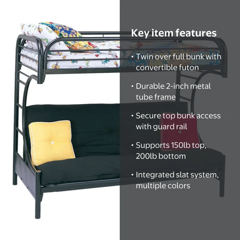 Acme Furniture Eclipse Twin over Full Metal Futon Bunk Bed