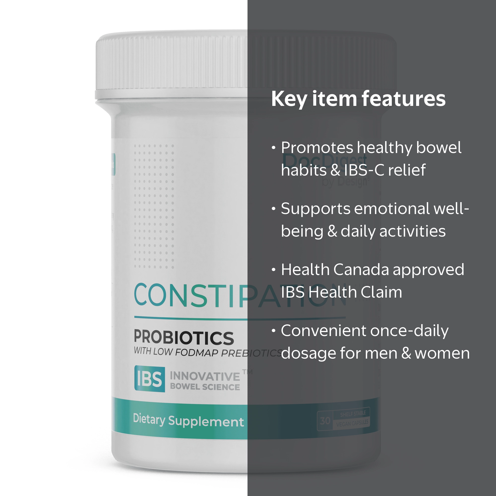 IBS Constipation Relief Probiotics for IBS-C. Once Daily Probiotic Treatment for Constipation from IBS