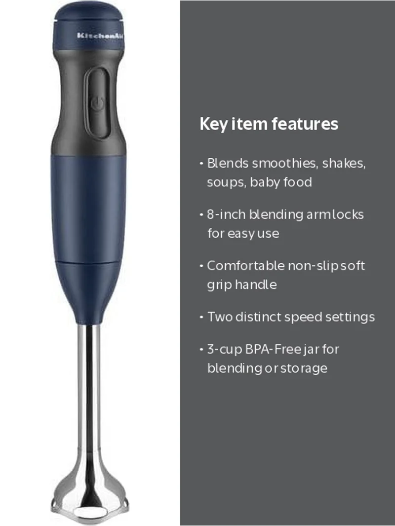 KitchenAid, Hand Blender, KHB1231IB, Ink Blue, with 3-Cup Beaker