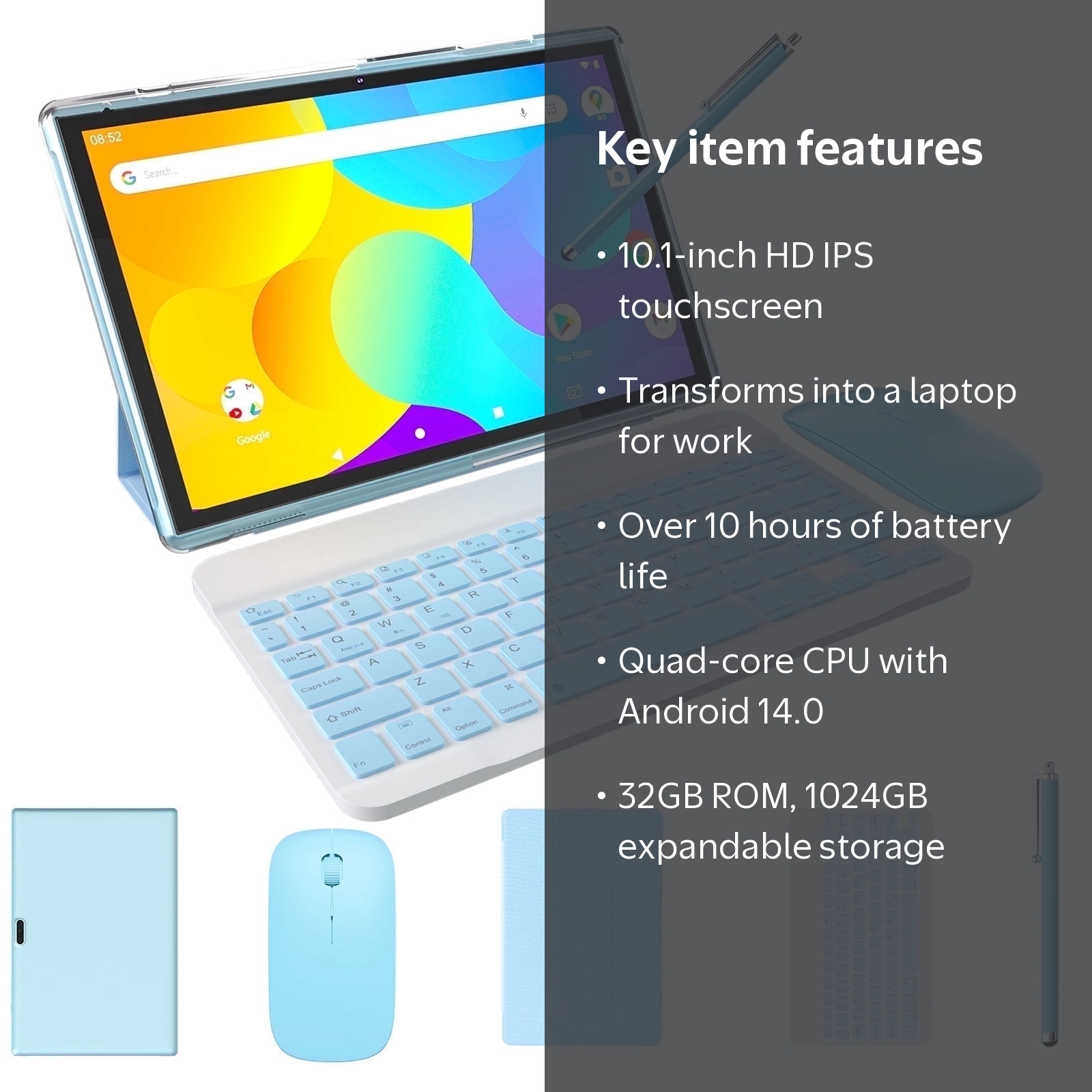 Free Shipping! ZZB 10 Inch Android 14 2-in-1 Tablet with Keyboard